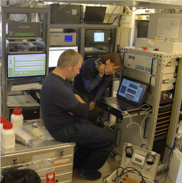 Scientists monitoring the measuring equipment